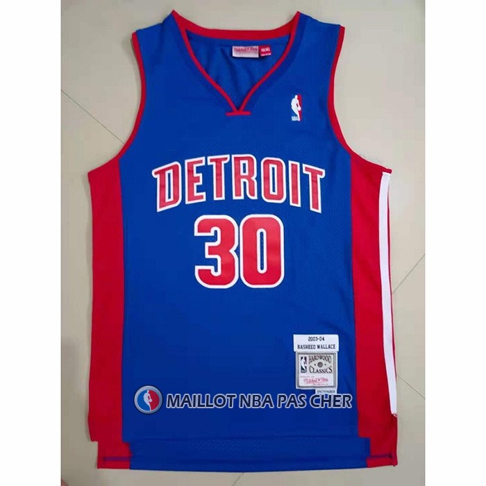 Maillot Detroit Pistons Rasheed Wallace NO 30 Mitchell & Ness 2003-04 Bleu